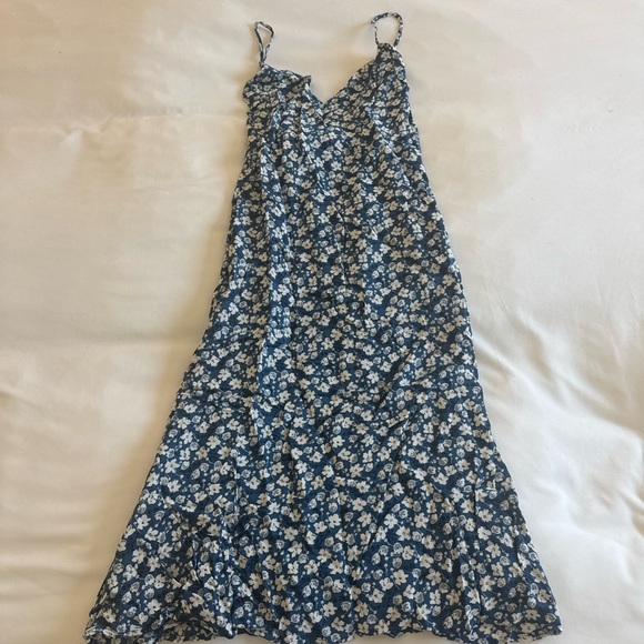 Reformation Nella Blue White Floral Spaghetti Strap Midi Dress - Picture 3 of 8